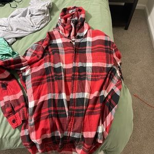 Red Hooded American Eagle Flannel Mens XLT
